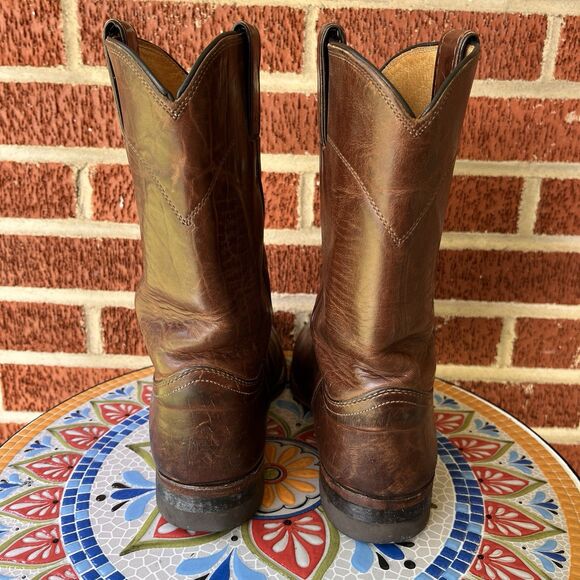 Justin Roper Mens 7.5 Leather Cowboy Boots 3408 Made In USA  display picture 3